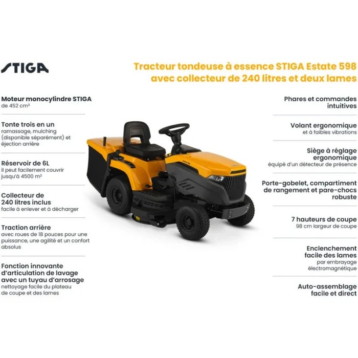 STIGA Estate 598 - Tracteur tondeuse thermique – Image 2